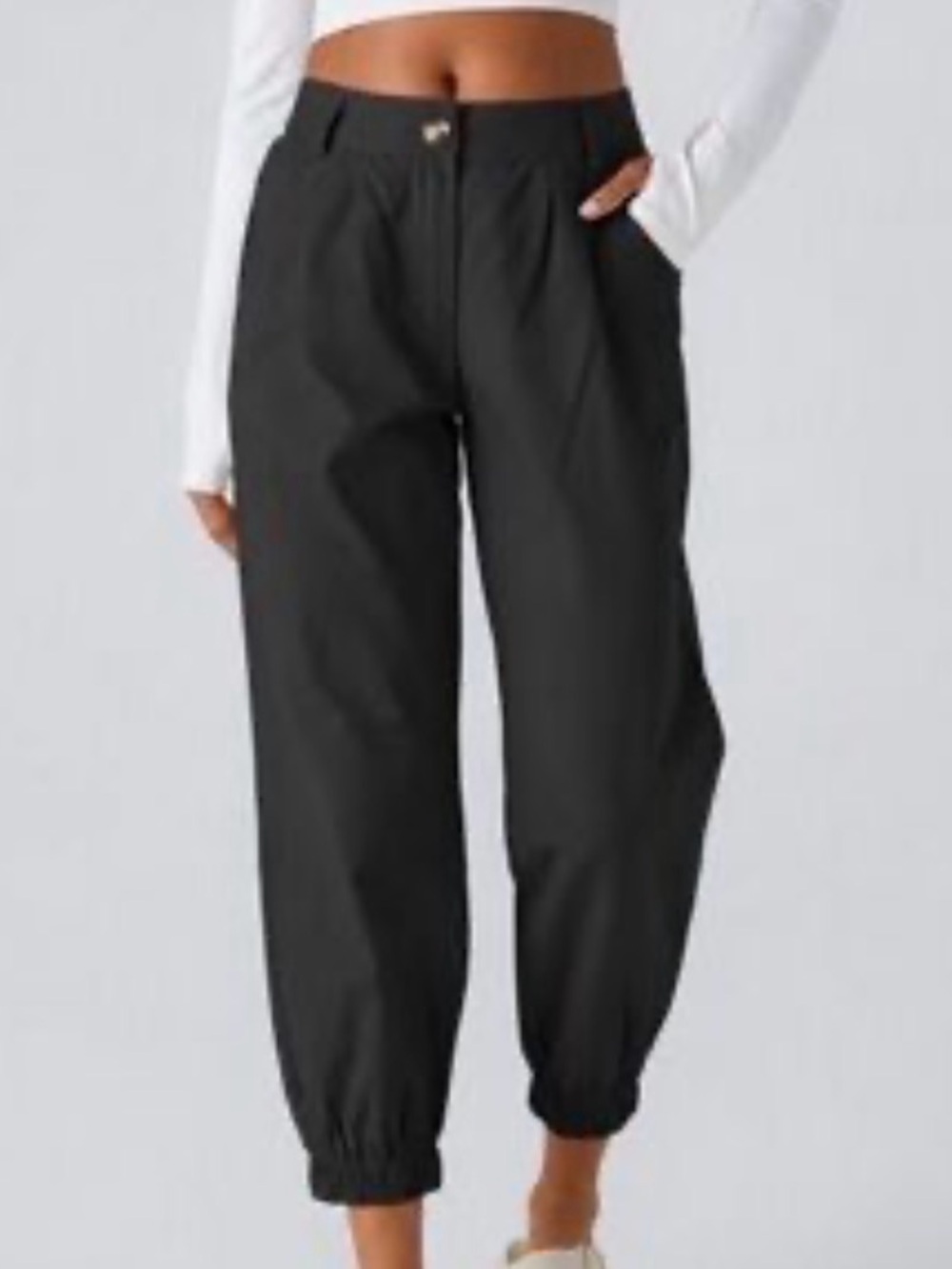 NWT Halara Mid Rise Casual Cotton Joggers with Pockets in Blck. Size Small